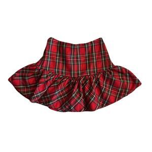 Red Plaid Mini Skirt • Tartan Ruffle Skirt • Preppy Y2K Schoolgirl Small